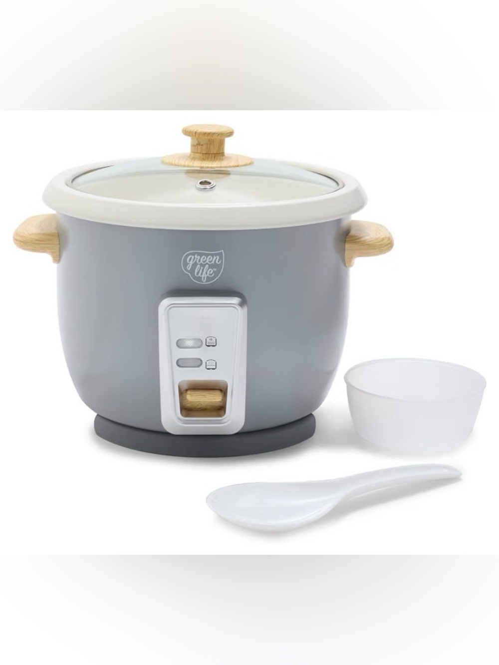 GreenLife Rice Cooker, 3-Cups Uncooked/6-Cups Cooked, Gray New